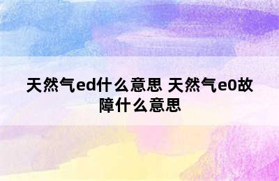 天然气ed什么意思 天然气e0故障什么意思